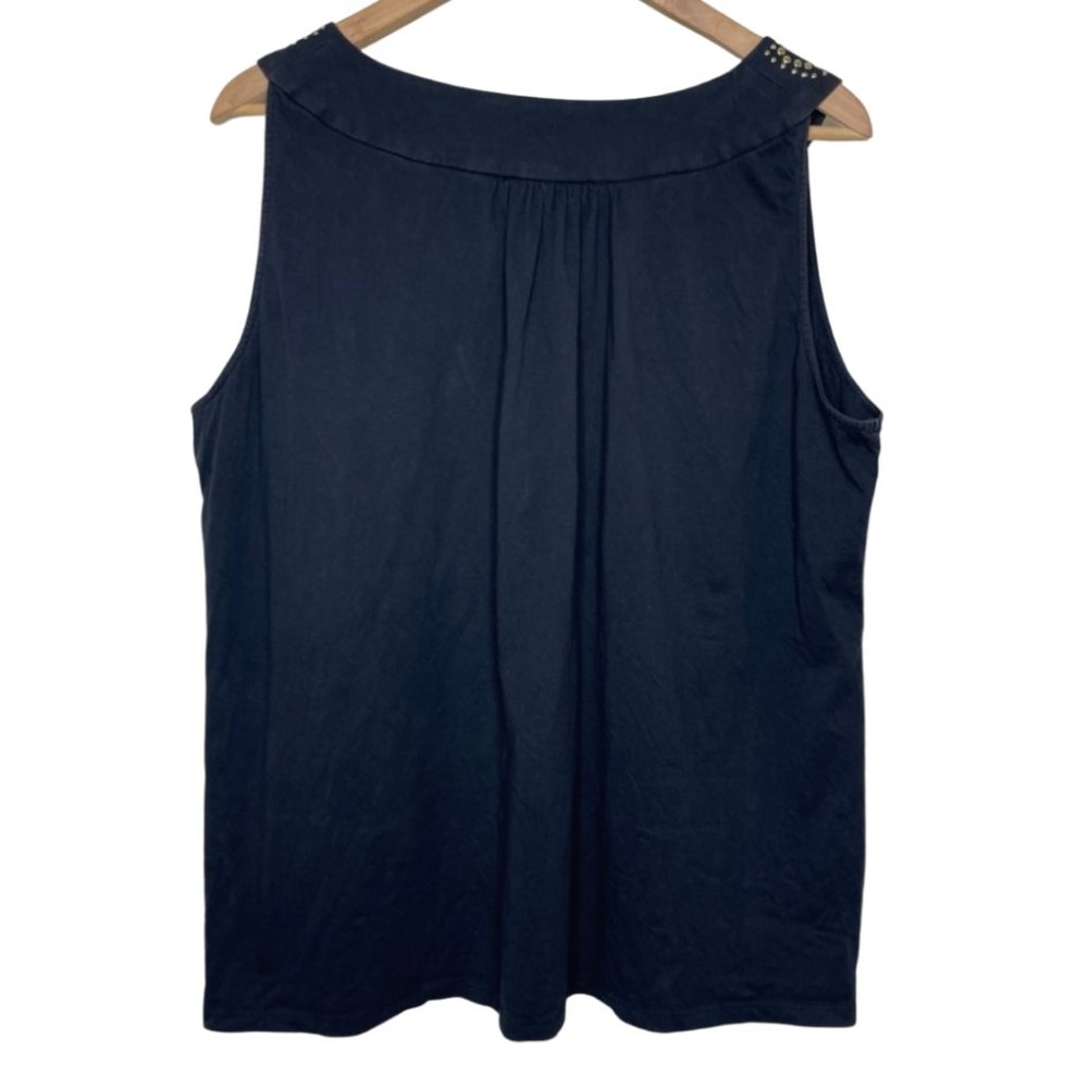 JOSEPHINE CHAUS | Black Cotton Tank with Gold Studded Neckline | Size XL - Picture 3 of 7